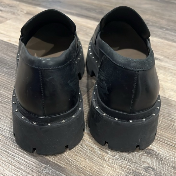 Schutz black leather Christie chunky studded lug sole loafer size 8.5 - Picture 4 of 11